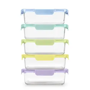 Ello Color Lock 10pc (set of 5) Glass Meal Prep Food Storage Containers Set Multicolor Pastels