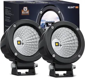Nilight Led Light Pods 2PCS 3Inch Flood Round Led Offroad Fog Light 1080LM Built-in EMC Driving Lights Auxiliary Light for Motorcycle Motorbike SUV ATV Truck Boat Tractor Forklift led carlight portable hydraulic car lift house Headlight Bracket Vehicle