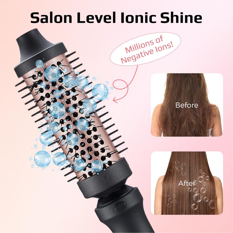 5‑in‑1 Curling Wand Set with Thermal Brush, Interchangeable Ceramic Curling Barrels 0.5” 1” 1.25”, Tapered & Bubble Curling Wand, Instant Heat Curling Iron, Blowout Brush Styling Tool for Loose Waves, Tight Curls, Volume, Bangs, Rose Gold