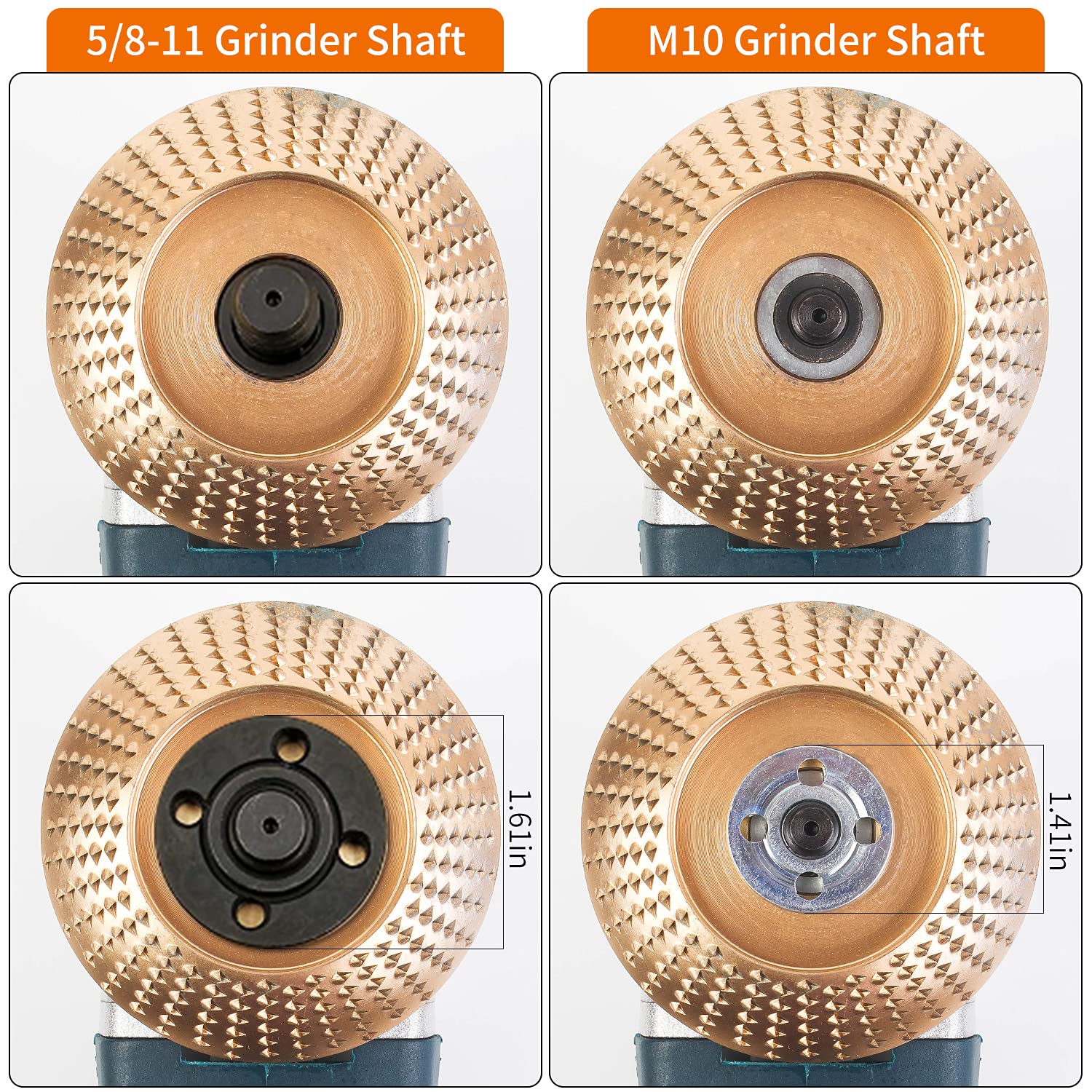 3PCS Wood Carving Disc Set for 4" or 4 1/2" Angle Grinder with 5/8"Arbor, Grinding Wheel Shaping Disc for Wood Cutting, Grinder CuttingWheel Attachments
