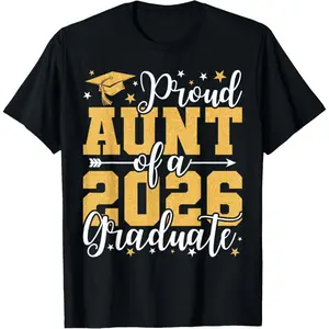 100% Premium Cotton T-shirt Proud Aunt of A 2026 Graduate Grad Senior Aunt Class of 2026 T-Shirt, Unisex - Spring