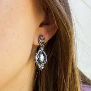Silver Gray Rhinestone Dangles Fashion Earrings For Wedding Prom  inexpensive jewelry