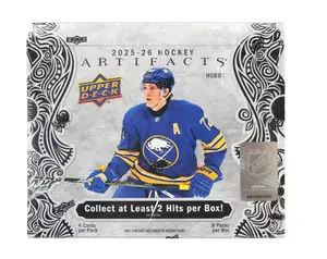 Upper Deck 2025/26 Artifacts Hockey Hobby Box Sports Cards with 3 Autograph Cards or Serially #'d Base Set Cards (Search for Rookie Redemptions)
