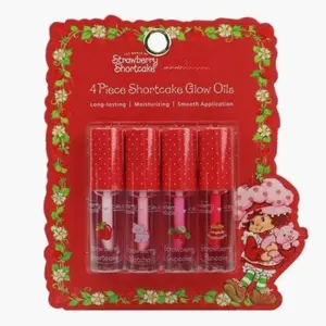 Celavi Strawberry Shortcake 4 Piece Lip Oil Set - Long Lasting Moisturizing Glow Oils for Sweet Glowing Lips - Delightful Treat for Your Lips