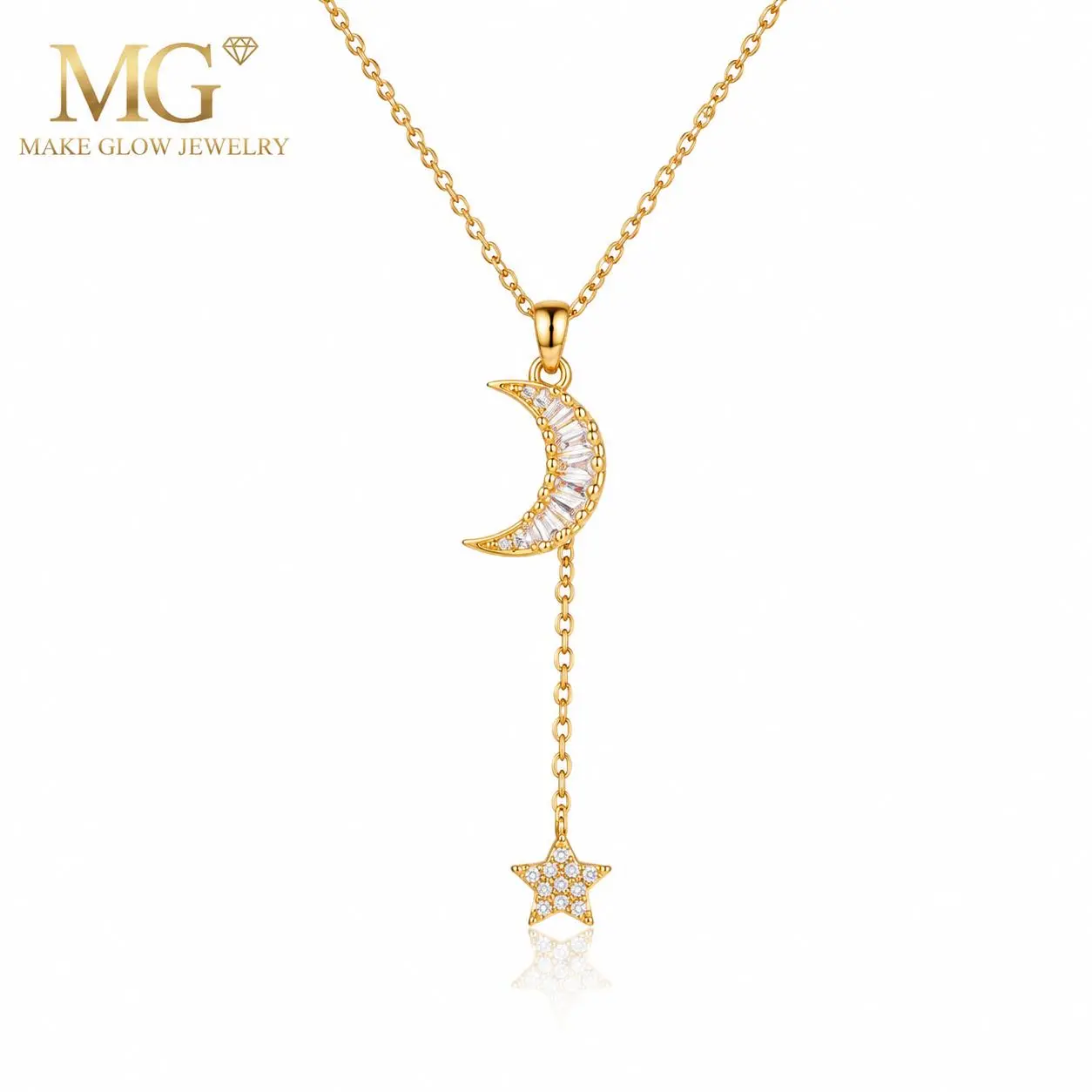 This 14K gold moon and star necklace is waterproof, tarnish-resistant, and stackable; it's a fashionable accessory for women and an ideal gift. Suitable for Mother's Day and Valentine's Day. statement jewelryback to school shopping jewelry