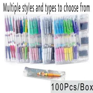 Colorful Ballpoint Pen Kit, 100pcs/set DIY Ballpoint Pen Art Craft Kit with Accessories, Cute Stationery Supplies for School & Office