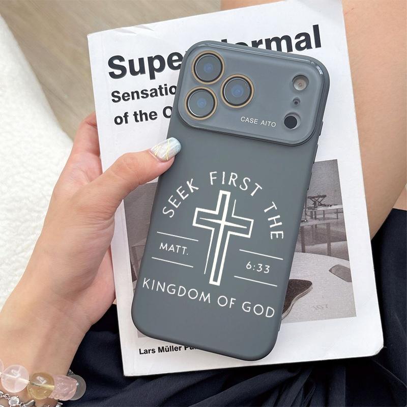 Seek First The Kingdom Of God Graphic Phone Case And Scripture Mark Matt.6:33 Adopts Soft Skin-Friendly Liquid Silicone Material, Featuring A Smooth Matte Surface That Effectively Resists Fingerprints For iPhone 12,13,14,15,16,17