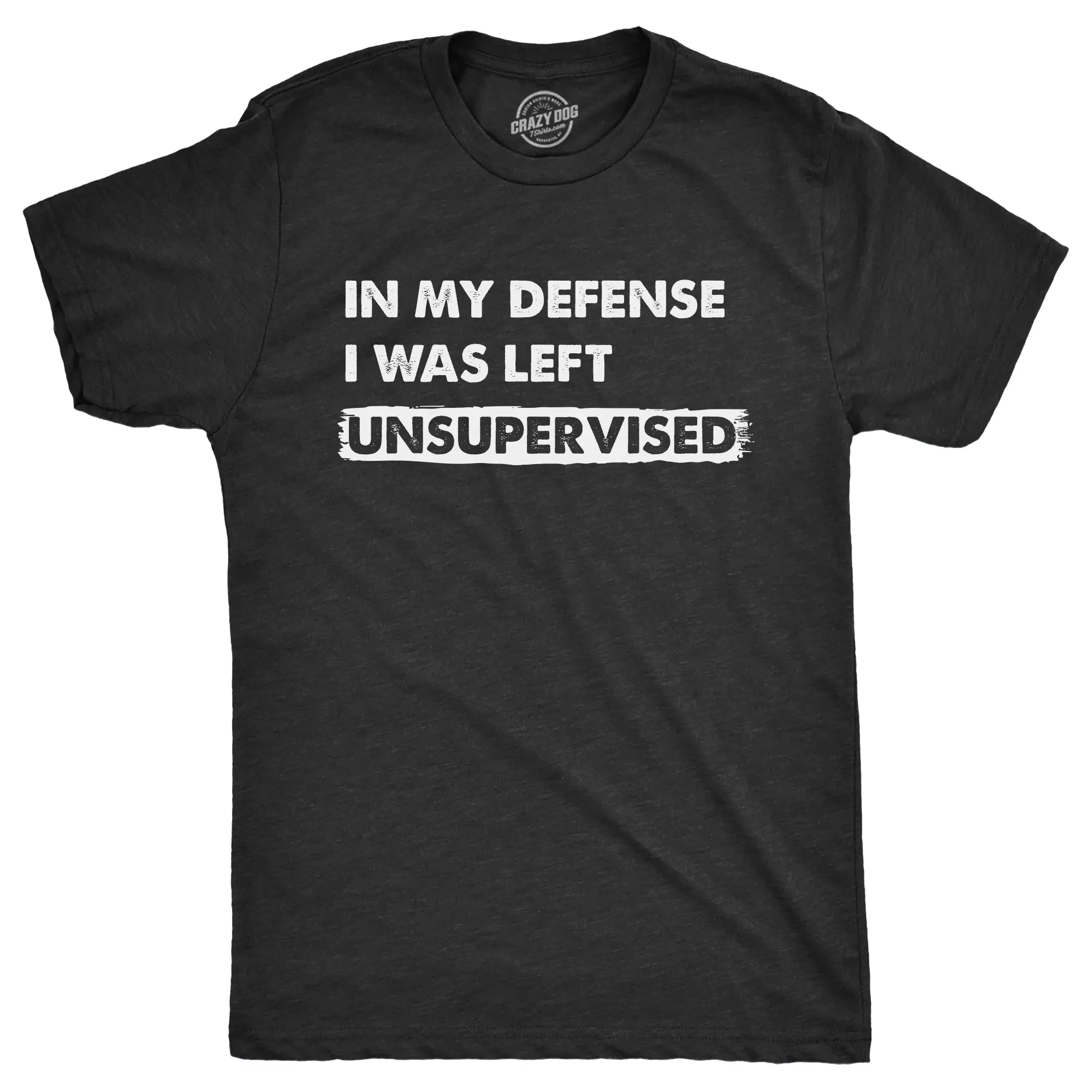 Mens In My Defense I Was Unsupervised T Shirt Funny Misbehaving Adulting Joke Tee for Guys Mens Funny T Shirts Cool Vintage Fashion T-Shirt Gift Classic Menswear Funny Sarcastic Short Sleeve Novelty Tees for Black -
