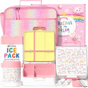 Fimibuke Bento Lunch Box with 4 Compartments, Insulated lunch Bag, Stainless Steel Insulated Thermos, Ice Pack & Utensils, Birthday Gifts Back to School Girls Boys dealsforyoudays