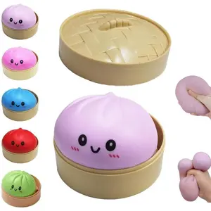2PCS Blind Box 2026 New Glitter Dumpling Squishy with Steamer Box, Soft Sensory Fidget Steamed Bun Squeeze Toy for Adult Stress & Anxiety Relief