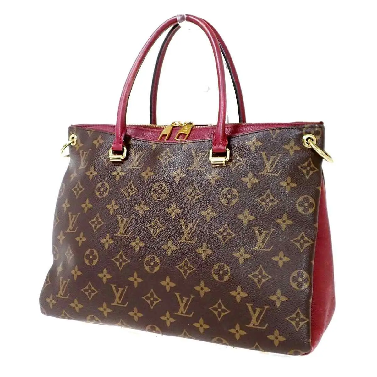 Pre-owned Louis Vuitton canvas Handbag Pallas Monogram Burgundy Satchel