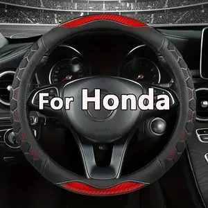 15inch PU Leather Car Steering Wheel Cover with Inner Ring for Honda, Non-Slip Car Wheel Cover Protector Breathable Universal Fit Most Cars, Stylish Car Accessory