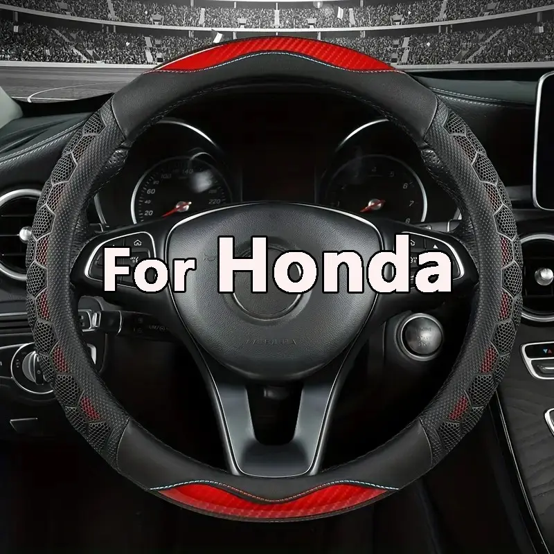 15inch PU Leather Car Steering Wheel Cover with Inner Ring for Honda, Non-Slip Car Wheel Cover Protector Breathable Universal Fit Most Cars, Stylish Car Accessory