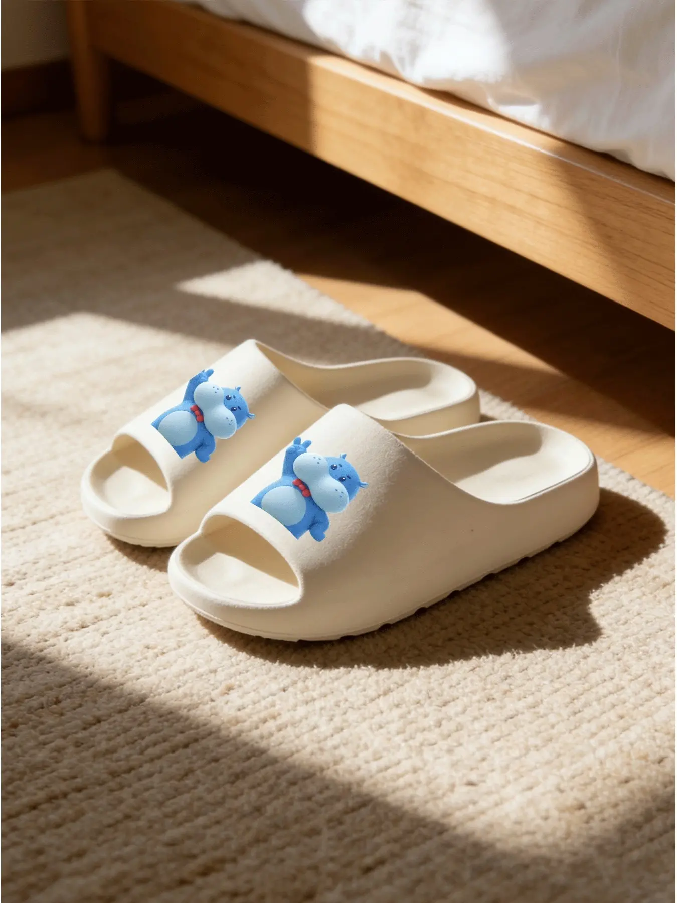 Women's Cartoon Hippo Print Slippers, Soft Eva Sole, Non-Slip Quiet Design, Casual Home & Outdoor Wear, Comfortable & Cozy