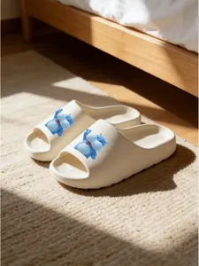 Women's Cartoon Hippo Print Slippers, Soft Eva Sole, Non-Slip Quiet Design, Casual Home & Outdoor Wear, Comfortable & Cozy