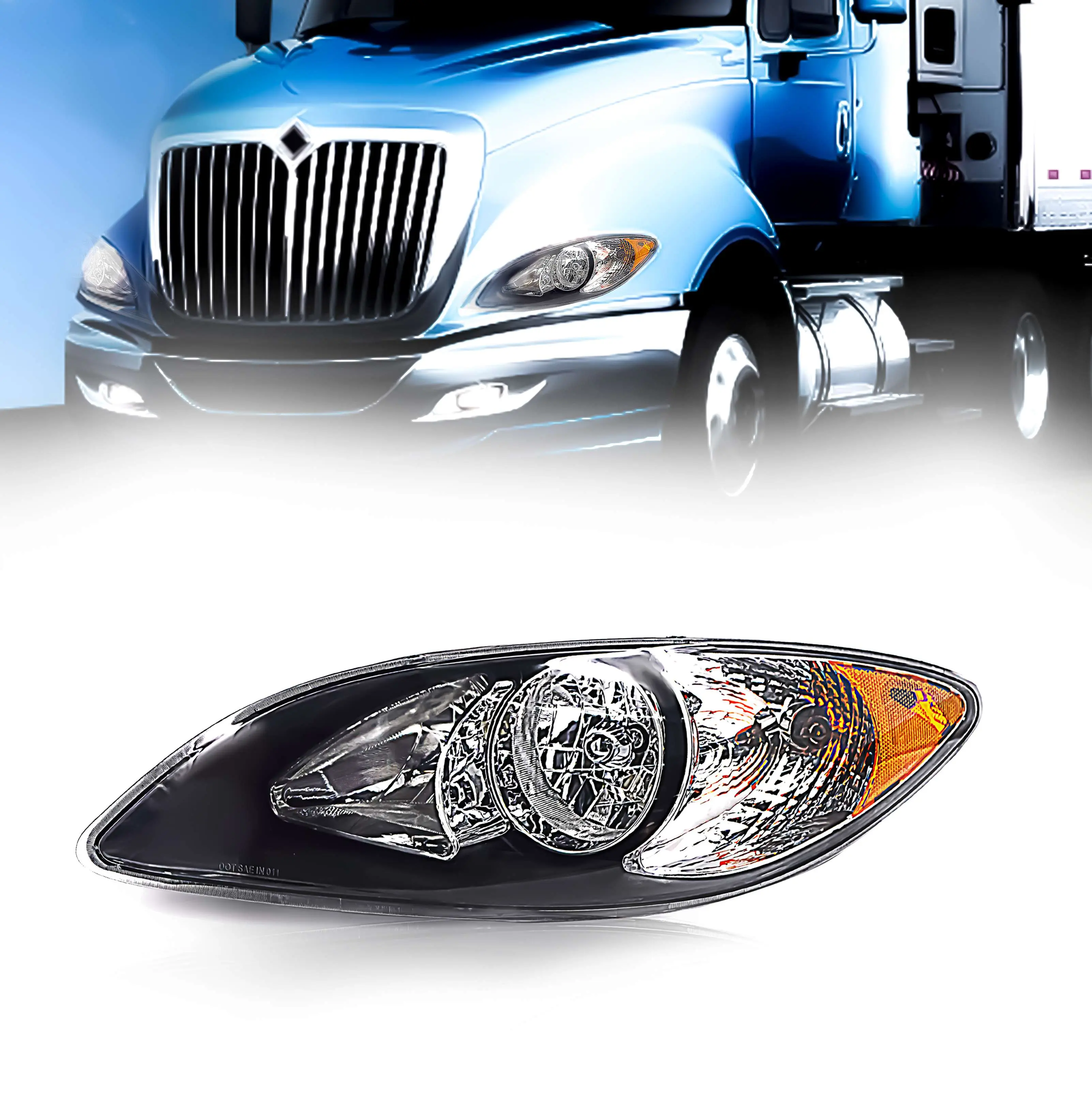 Left Side Torque Headlight Driver Assembly with Halogen Bulbs - DOT SAE Approved for 2008-2016 International Prostar Semi Trucks (TR041-L), Halogen Bulb