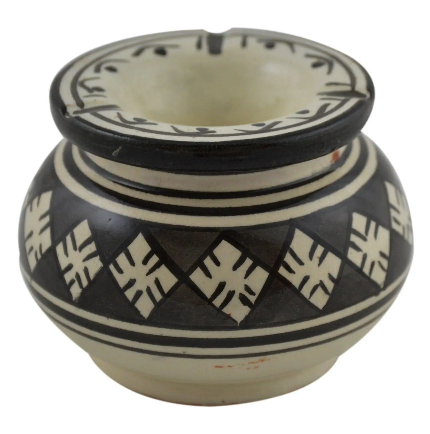 Ceramic Ashtrays Hand Made Moroccan Smokeless Ceramic Medium black white