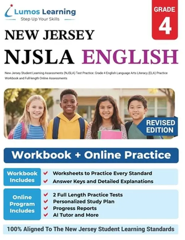 New Jersey Student Learning Assessments (NJSLA) Grade 4 ELA Skills Practice Workbook, Full-Length Online Access - Lumos Learning, Paperback