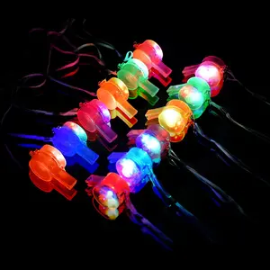 Glow Whistles Bulk Party Supplies - LED Light Up Whistle with Lanyard Necklace Glow in The Dark Fun Party Favors for Kids & Adults,8 Pack