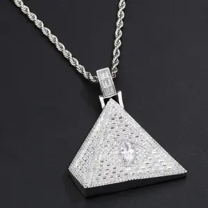 European and American cross-border eyes pyramid pendant necklace Hip hop high street accessories men and women with zircon necklace