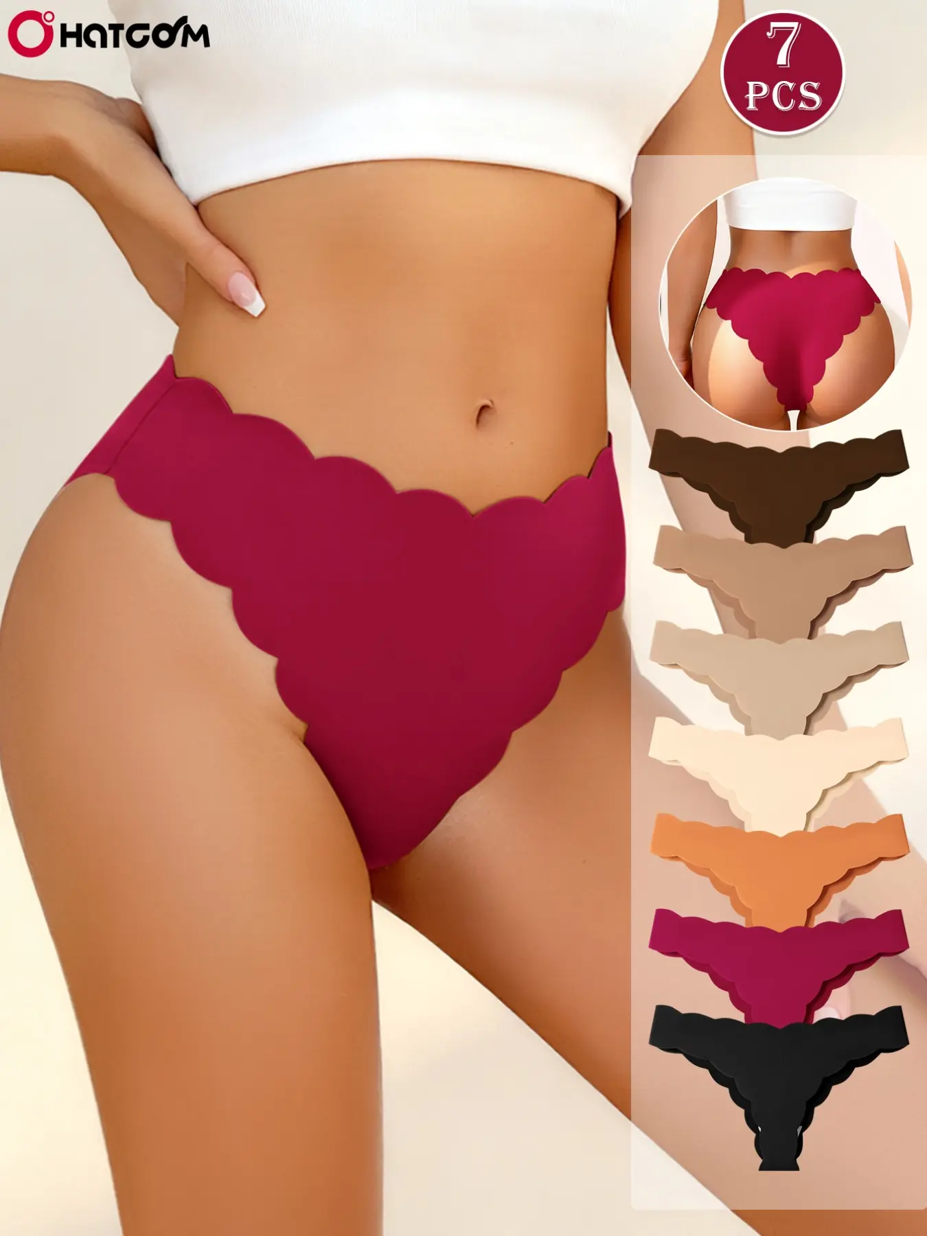 Hotcom 7 Pcs Women's Seamless Triangle Briefs, Panties, Comfortable Breathable Elastic Underwear, Slim-Fitting Sexy Lingerie for All Seasons, Seamless Panty, Seamless Garments