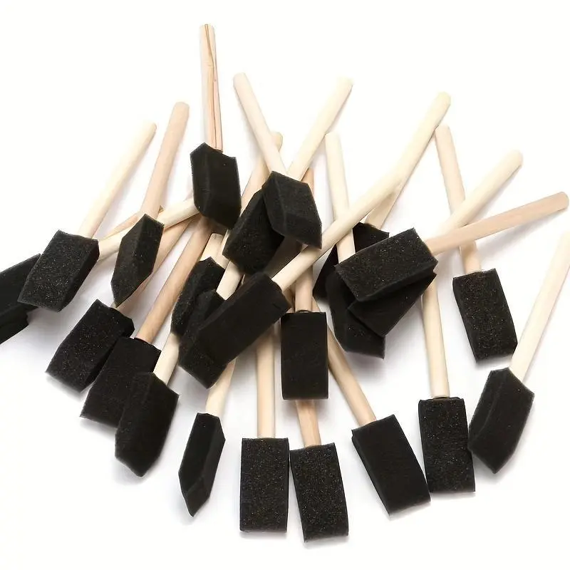 10pcs Wooden Handle Foam Brush - Sponge Brush, Graffiti DIY Sponge Brush, Foam Brush For Painting And Dyeing, Sponge Brush For Art - Wooden Handle Painting Sponge Brush - For Artists & DIY Enthusiasts, Craft Tool, Painter Tool