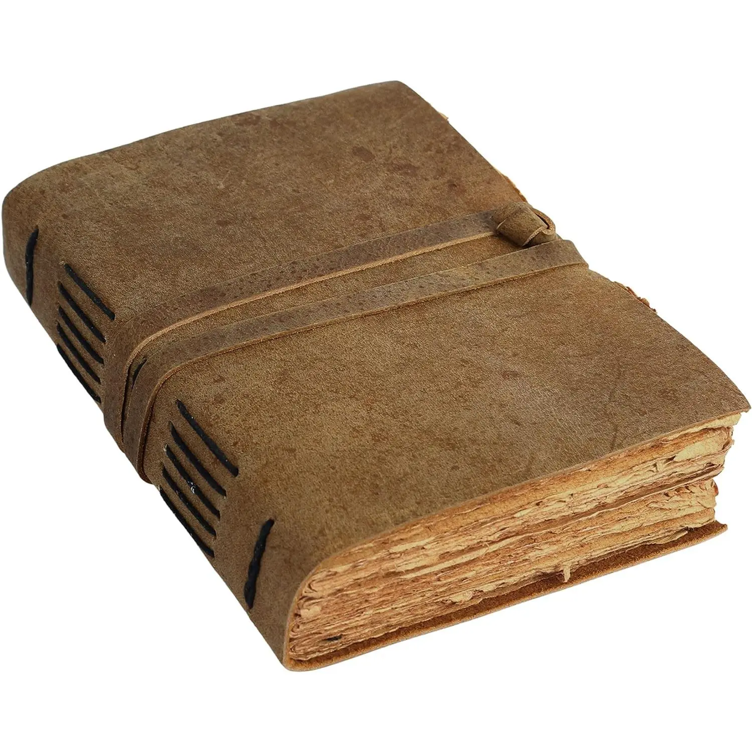 Leather Journal for women and men 8 x 6 inch Antique Handmade Deckle Edge  Paper Leather Sketchbook - Book of Shadows Journal (Brown)