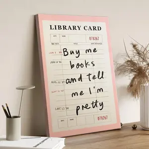 Buy Me Books and Tell Me I'm Pretty Print Pink Library Card Aesthetic Book Lover Wall Art Vintage Bookish Trendy Decor Physical Print