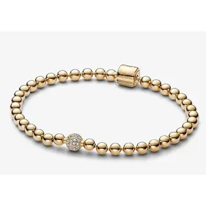 S925 sterling silver beads & pavé bracelet, fit for bracelet charm, woman fashion jewelry, popular gift, gifts for her