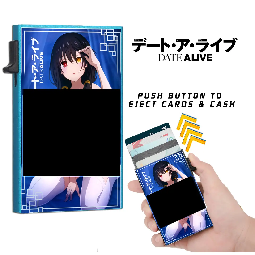 Date a Live Kurumi Anime Slim Wallet Card Holder with Cash Strap Officially Licensed Brand New