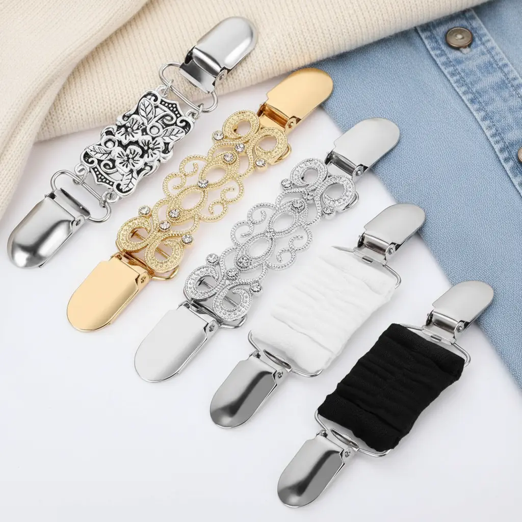 5-Piece Retro Waist Cincher & Shirt Clip Set – Perfect for Sweaters, Shawls, Cardigans, and More outdoor