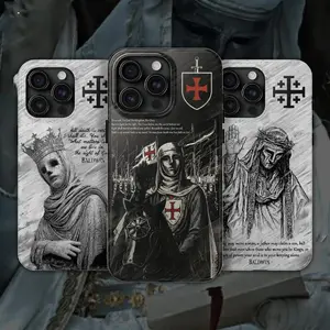 Baldwin IV "The Leper King" The Crusader King and His Holy Army Phone Case, Crusader King of Jerusalem Cross Medieval Christian Phone Cover, Medieval Cross Armor Glory of God Gothic Faith Case for Samsung and iPhone 17 16 15 14 13 12 11 Pro Max