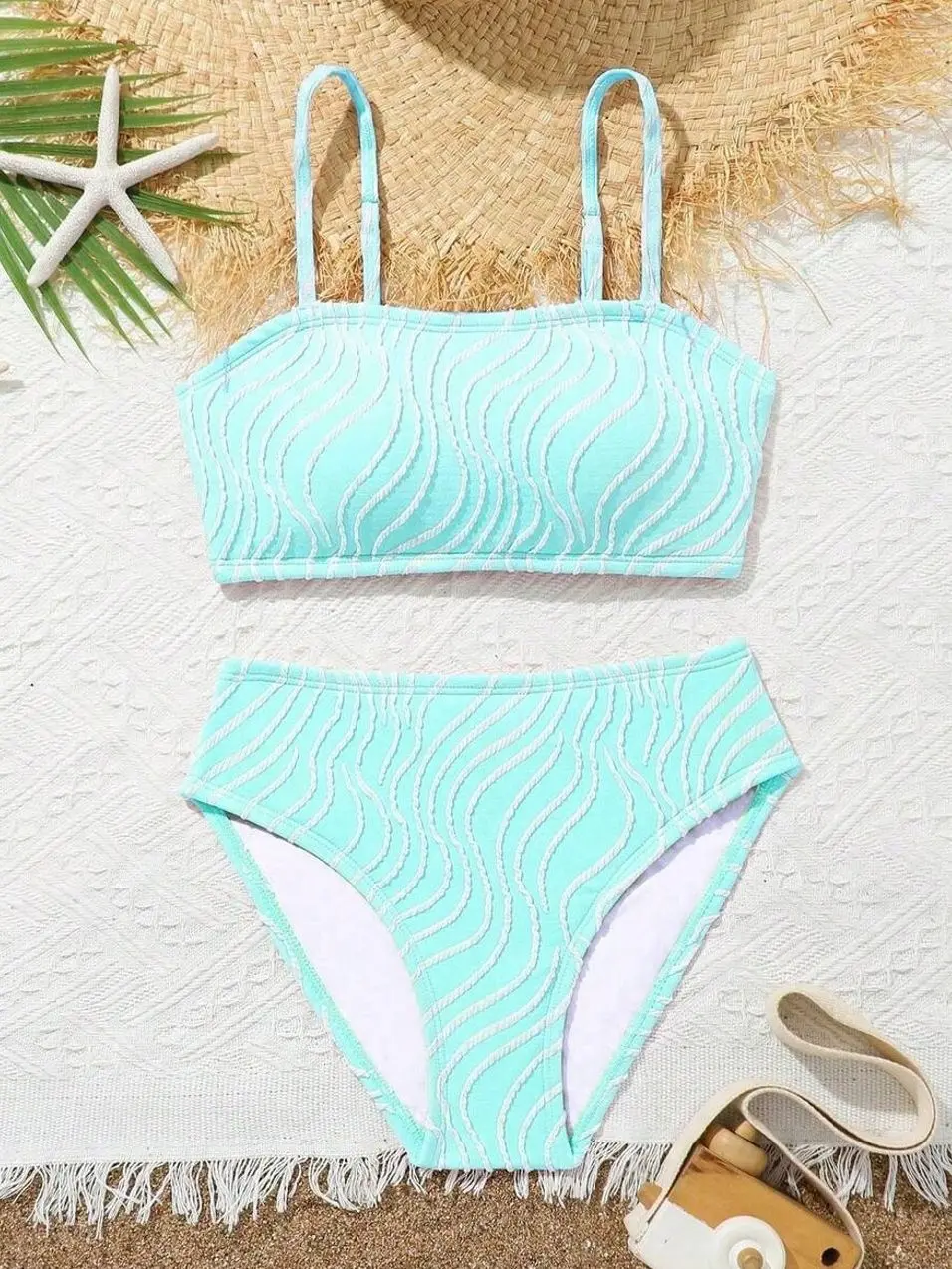 2pc Girls Bikini Set - Fashionable & Casual for Summer Beach Travel