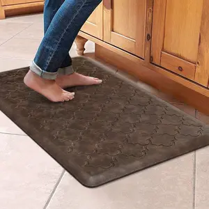 Kitchen Mat Cushioned Anti Fatigue Floor Mat,17.3"x28", Thick Non Slip Waterproof Kitchen Rugs and Mats,Heavy Duty Foam Standing Mat for Kitchen,Floor,Home,Desk,Sink, Brown