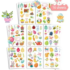16pcs Easter Event Decorations, Stickers and Decals, Rabbit Egg Carrot Elements, Suitable for Gift Sealing, Adhesive Stickers