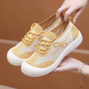 Dexun Shoes 2025 Spring Flyknit Old Beijing Cloth Shoes Women Retro Thick Sole Sports Single Shoes Soft Sole Comfortable Agan Shoes Girl Trainer