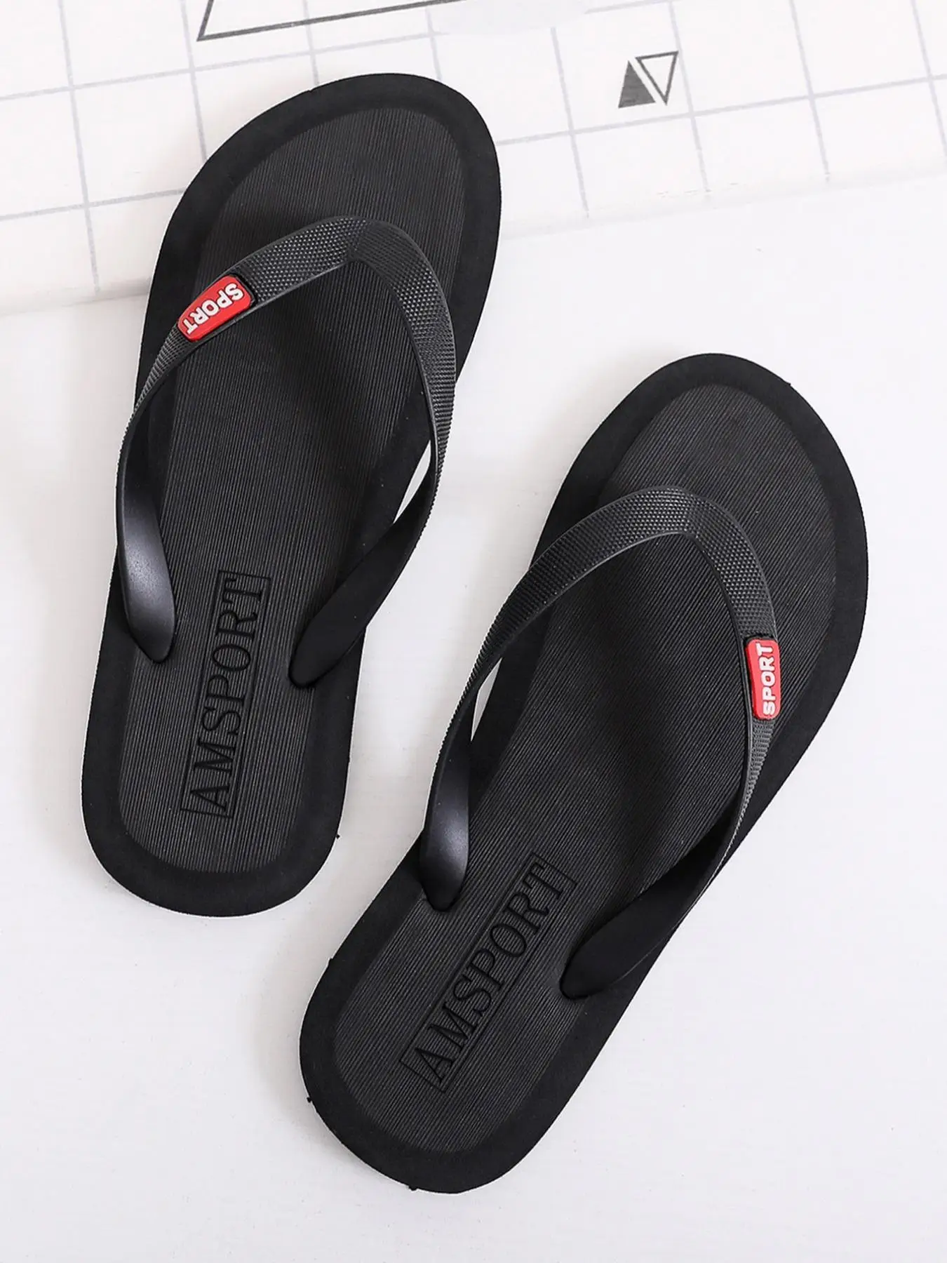 Men's Summer 2024 Letter Design Flip Flips As Gift for Dad, Toe Thong Non-slip Slippers, Casual Soft Comfortable Home Flip Flops, Lightweight Flip Flo