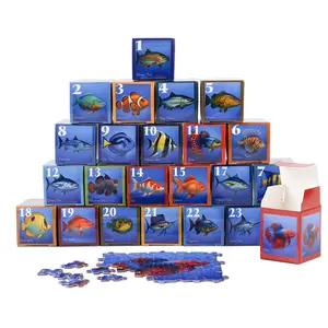 rokt&razo, Fishes, 24 Mini Pack, 1000 Pieces Daily Puzzles, Advent Calendar, Perfect for Kids, Teens, Adults and Seniors, Family Game Nights, Finish Size 27.5 * 19.7 in (Index on The Back)