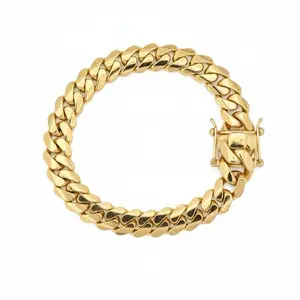 12MM 14KT Gold Over Silver Cuban Link Bracelet