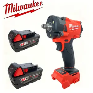 Milwaukee M18 3/8" Compact Impact Wrench with Friction Ring - one Charger, one Battery with Tool Only set Brushless Cordless Drill Lightweight High Torque Brushless Impact Gun for Professionals & DIY Enthusiasts screwdriver power