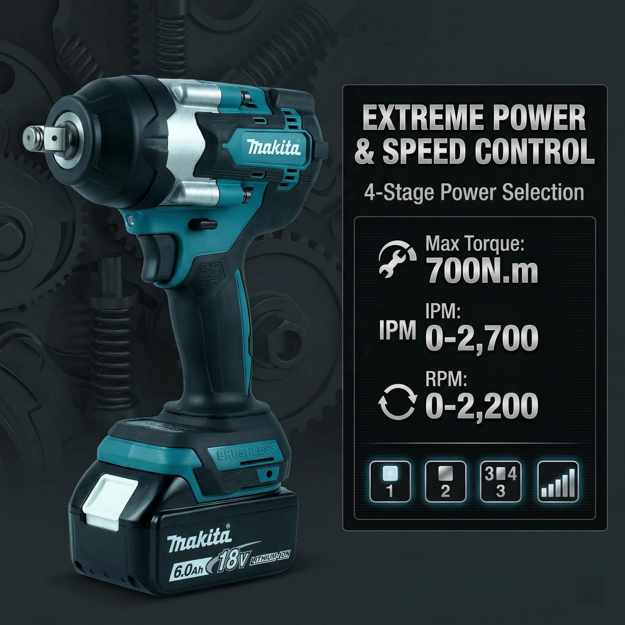 Makita DTW700 impact wrench nut-busting torque