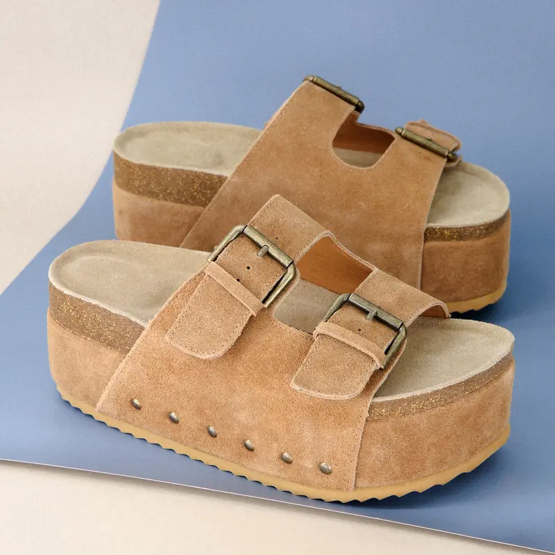 Dockers Men’s DELRAY Brown Double-Buckle Memory Foam Slide Sandals Dockers Mens Delray Casual Slide Sandal Shoe - 15 M Briar  main image 3