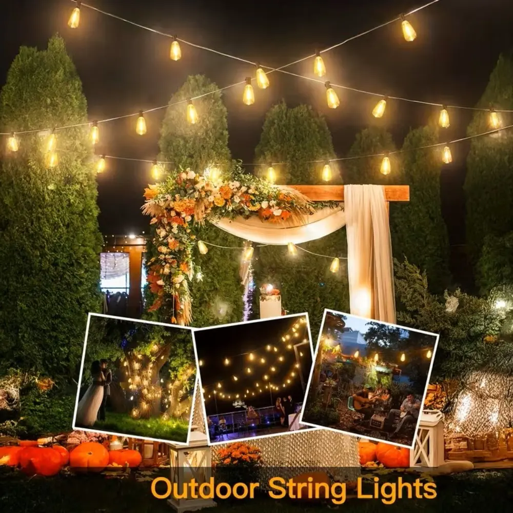 Plug-in ST38 Edison LED Outdoor String Lights Waterproof Heavy Duty Patio Bistro Lights Warm White Plug Powered Hanging Globe Lights for Garden Backyard Porch Wedding Outside Decor