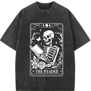 The Reader Tarot Card Shirt, Skeleton Reading Tshirt, Unisex Tarot Card Tee, Book Lover Gift, Bookish Gift,Tarot Lover Gift