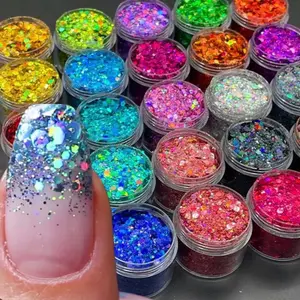 Sc 5 pcs of Glitter for Nails and Crafts - Multicolor Glitters for Nail Art and Craft Projects - Beautiful Vibrant Colors