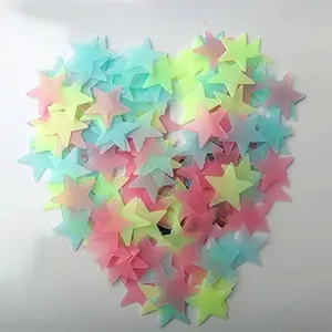 2pcs Mixed Coloured Luminous Fluorescent Stars Plastic Noctilucent Wall Stickers Decals for Bedroom Ceiling Wall Decoration Glow in The Dark Stars Stickers Decal for Baby Kid's Nursery Room