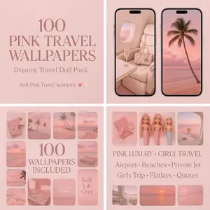100 Pink Travel Wallpapers | Dreamy Travel Doll Pack • Soft Pink Aesthetic • Luxury Jet-Set, Beaches, Girls Trip, Flatlays, Quotes
