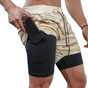 1pcs Men's 2-in-1 Double Layer Shorts With Inner Pocket, High Stretch Sports Shorts For Summer Gym Workout Training SpringStatements Plain