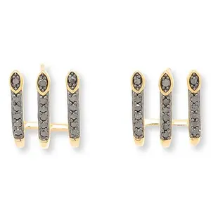 Rarities Fine Jewelry Rarities .35ctw Black Diamond Gold-Plated Three-Row Earrings