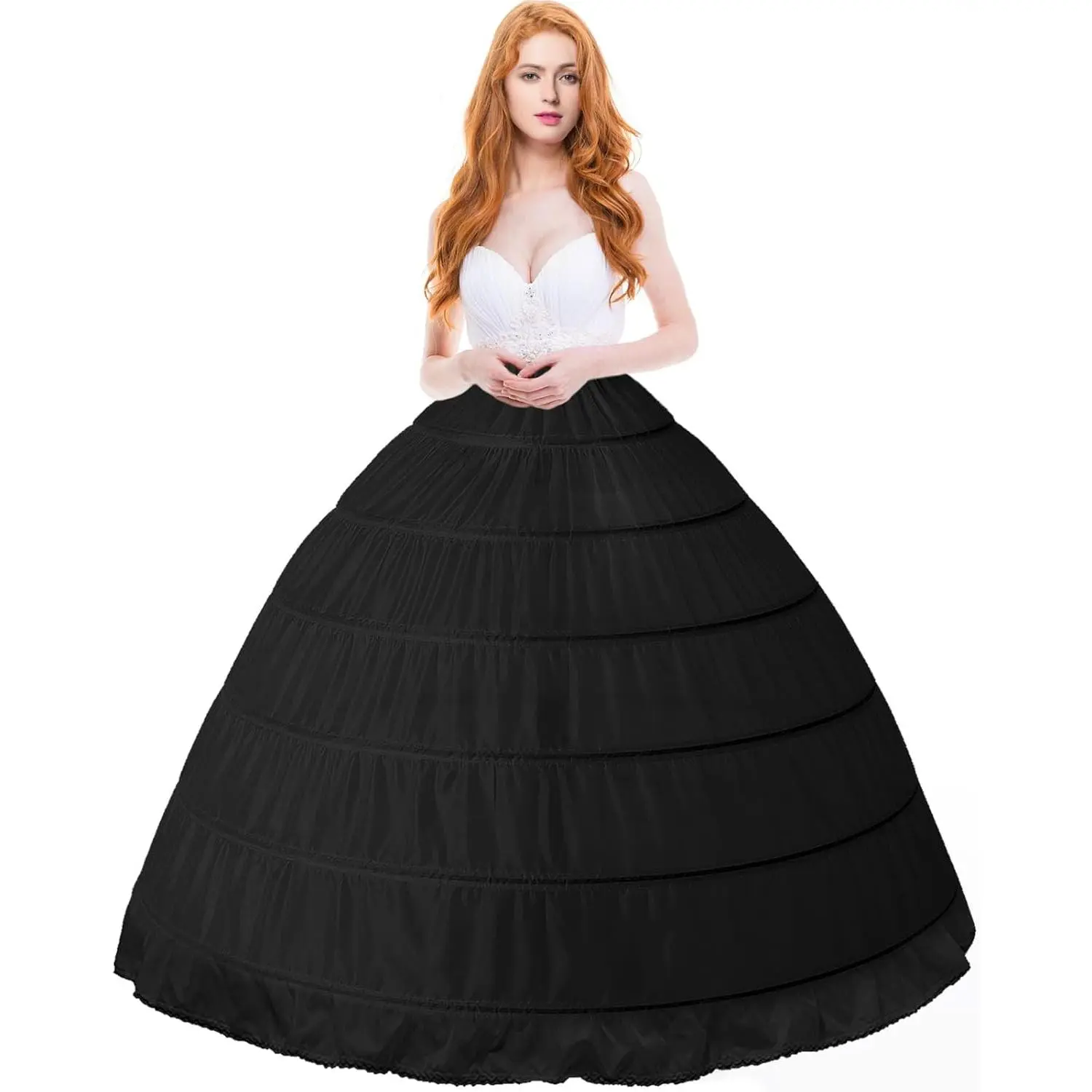 Crinoline Petticoat for Women 6 Hoop Skirt Floor Length Crinoline Underskirt for Wedding Dress Bridal Ball Gown